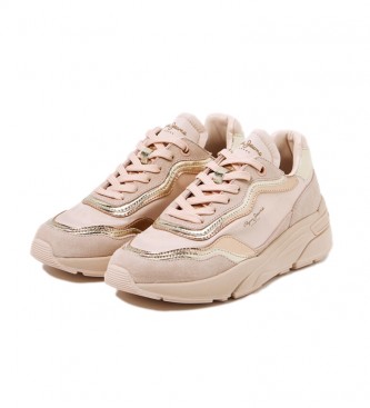 Pepe Jeans Arrow Layer nude leather sneakers