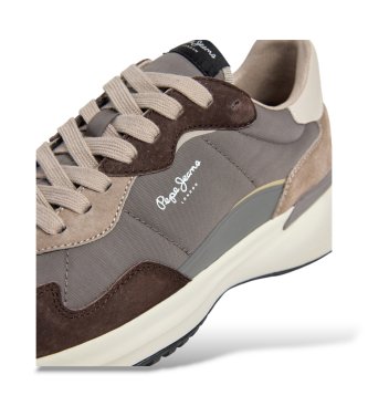 Pepe Jeans Zapatillas de piel Bampton City marrón oscuro