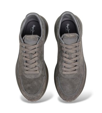 Pepe Jeans Baskets en cuir Bampton Suede gris foncé
