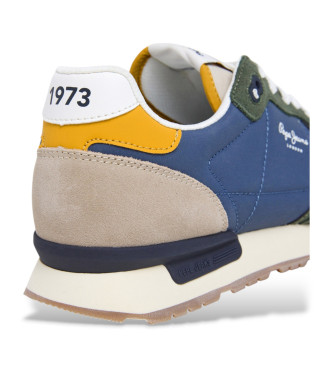 Pepe Jeans Sneaker Brit Camp in pelle blu e verde