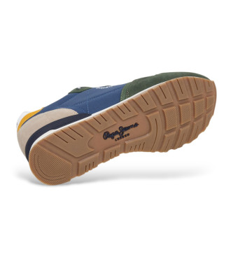 Pepe Jeans Sneaker Brit Camp in pelle blu e verde