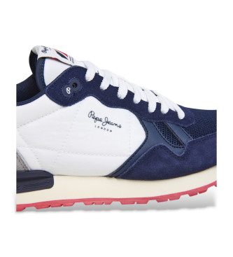 Pepe Jeans Sneaker Brit Camp in pelle bianca e blu scuro