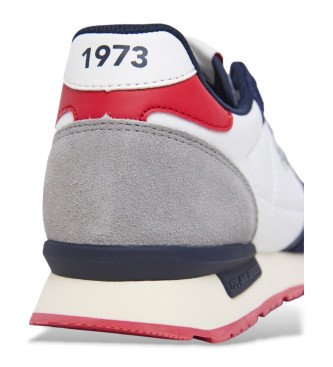 Pepe Jeans Sneaker Brit Camp in pelle bianca e blu scuro