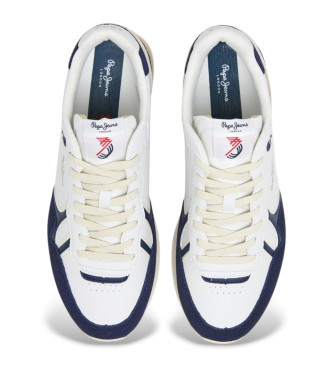 Pepe Jeans Sneaker Brit Ivy in pelle bianca e blu scuro