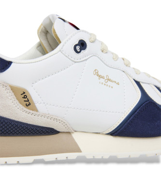 Pepe Jeans Sneaker Brit Ivy in pelle bianca e blu scuro