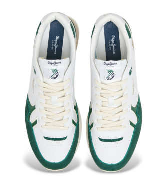 Pepe Jeans Baskets en cuir Brit Ivy blanc, vert