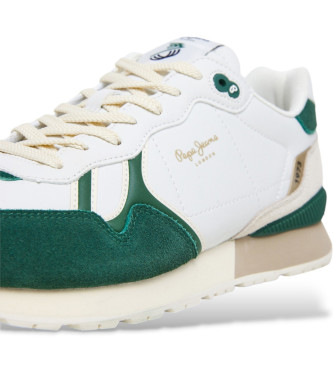 Pepe Jeans Baskets en cuir Brit Ivy blanc, vert