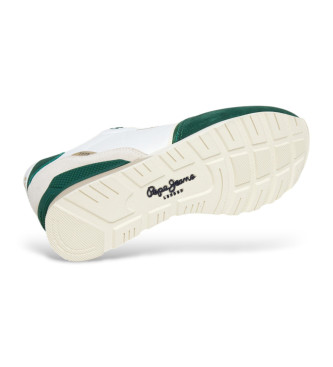 Pepe Jeans Baskets en cuir Brit Ivy blanc, vert