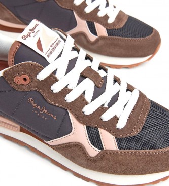 Pepe Jeans Brit Jump W Leather Sneakers castanho