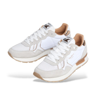 Pepe Jeans Zapatillas de Piel Brit Mirror blanco