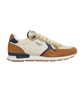 Pepe Jeans Brit Mix Brown Leather Sneakers
