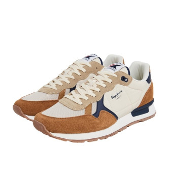 Pepe Jeans Scarpe da ginnastica in pelle mista Brit marrone