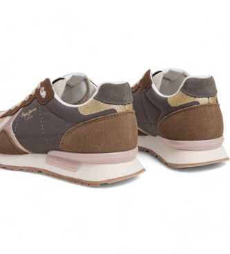 Pepe Jeans Brit Mixt Leren Sneakers Bruin