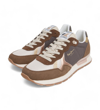 Pepe Jeans Brit Mixt Sneakers i lder brun