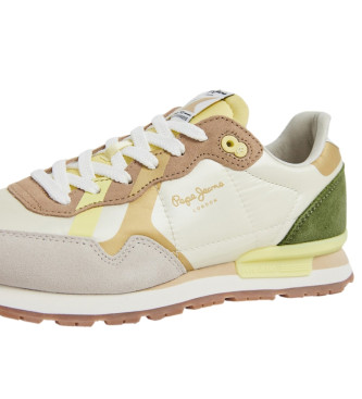 Pepe Jeans Sneakers in pelle bianca con stampa Brit