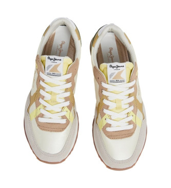 Pepe Jeans Leren sneakers met Brit print wit