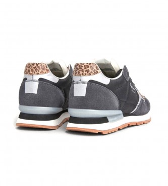 Pepe Jeans Brit Print Night Sneakers i lder svart