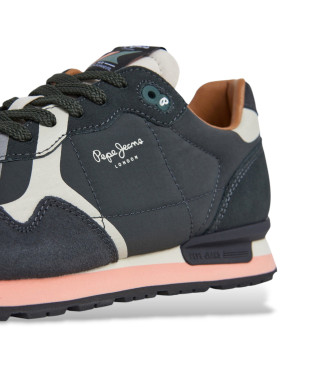 Pepe Jeans Brit Prints Leren Sneakers zwart