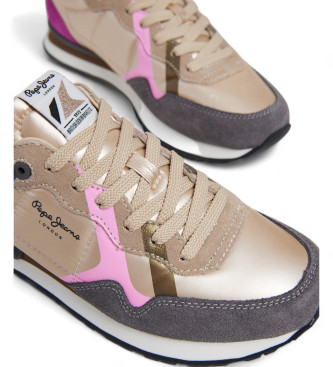 Pepe Jeans Brit Prints Goud Leren Sneakers