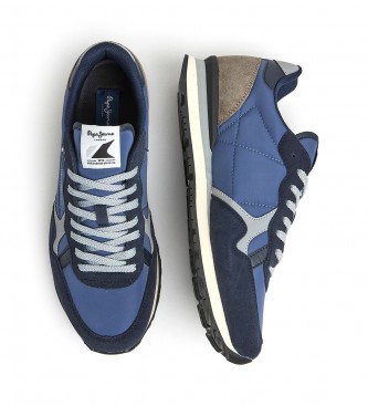 Pepe Jeans Pantofole in pelle riflettente Brit blu scuro