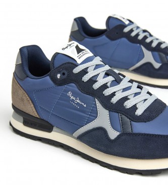 Pepe Jeans Pantofole in pelle riflettente Brit blu scuro