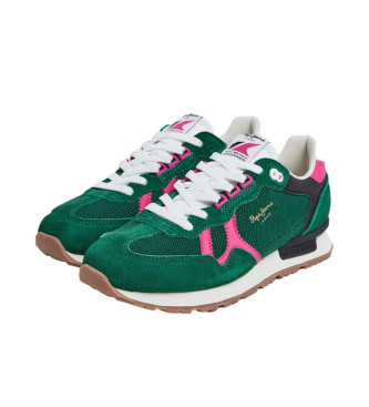 Pepe Jeans Brit Retro Leather Sneakers green