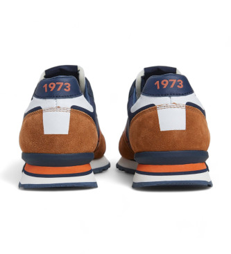 Pepe Jeans Brit Road Leather Sneakers navy, brown