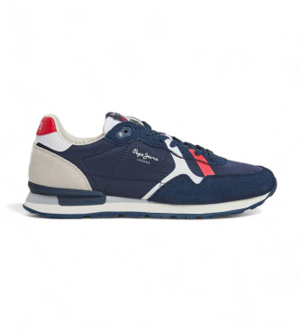 Pepe Jeans Scarpe da ginnastica in pelle Brit Road blu scuro