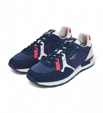 Pepe Jeans Scarpe da ginnastica in pelle Brit Road blu scuro