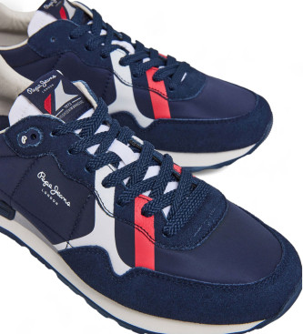 Pepe Jeans Scarpe da ginnastica in pelle Brit Road blu scuro