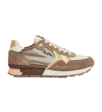 Pepe Jeans Brit Pailletter Brune Lder Sneakers