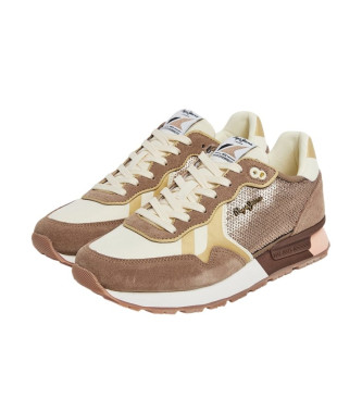 Pepe Jeans Brit Pailletter Brune Lder Sneakers