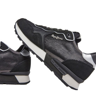 Pepe Jeans Brit Sequins Leather Sneakers black