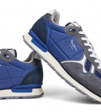 Pepe Jeans Brit Leren Sneakers Serie Blauw