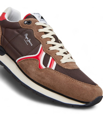 Pepe Jeans Scarpe da ginnastica in pelle Brit serie marrone 