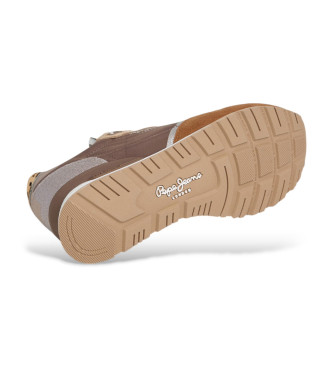 Pepe Jeans Britt Glitter Leather Sneakers brown
