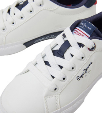 Pepe Jeans Kenton Flag Basic Sneakers i lder vit