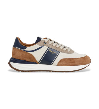 Pepe Jeans Sneakers in pelle beige della serie Buster