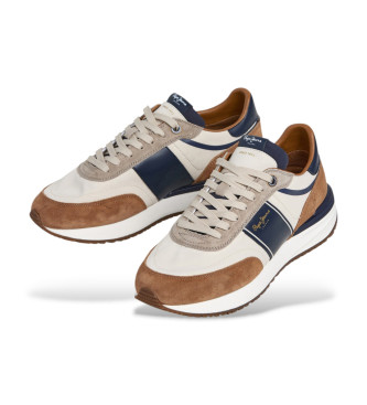 Pepe Jeans Sneakers in pelle beige della serie Buster
