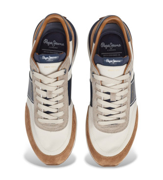 Pepe Jeans Sneakers in pelle beige della serie Buster