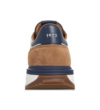 Pepe Jeans Sneakers in pelle beige della serie Buster
