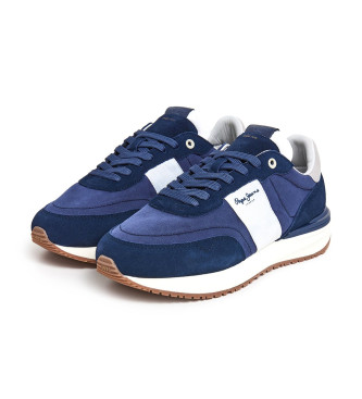 Pepe Jeans Navy Buster Tape Leather Sneakers