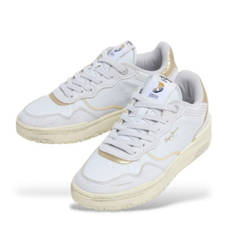 Pepe Jeans Baskets en cuir blanc Chester Distress