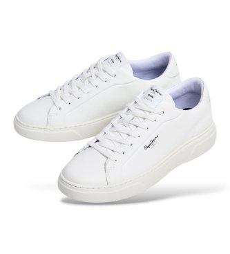 Pepe Jeans Sneakers i læder Colins Plain hvid
