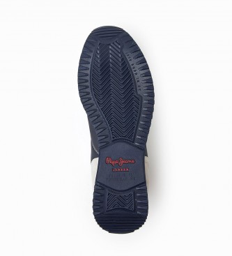 Pepe Jeans Scarpe in pelle Transfer Tour combinate bianche, blu navy