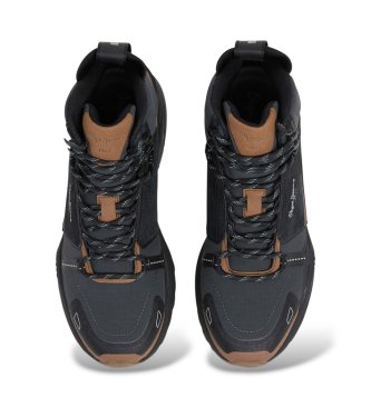 Pepe Jeans Black Darren Force leather ankle boots