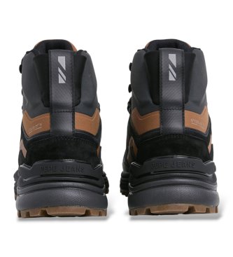 Pepe Jeans Black Darren Force leather ankle boots