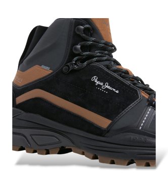 Pepe Jeans Black Darren Force leather ankle boots