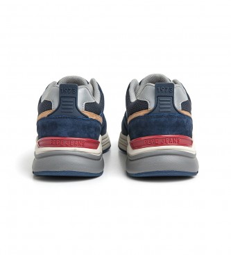 Pepe Jeans Dave Sider navy leather trainers