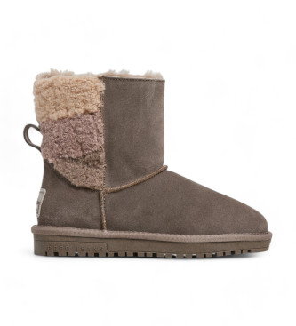 Pepe Jeans Diss Mix Leren Enkellaarsjes taupe